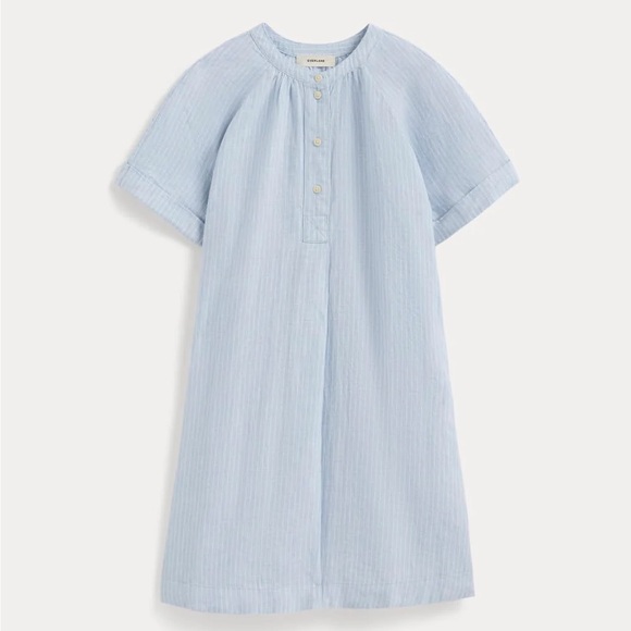 Everlane Light Blue Pinstripe Relaxed Linen-Blend Tunic - Picture 4 of 5